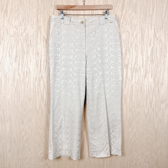 St. John Pants - St. John Straight Crop Pants Jacquard Gold
